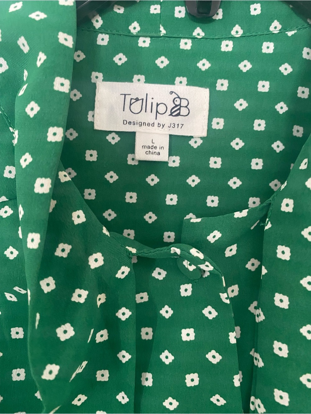 Green Polka Dot Tie-Neck Blouse - Women - Picture 3 of 3